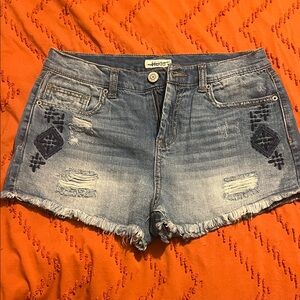 Mudd Blue Distressed Jean Shorts